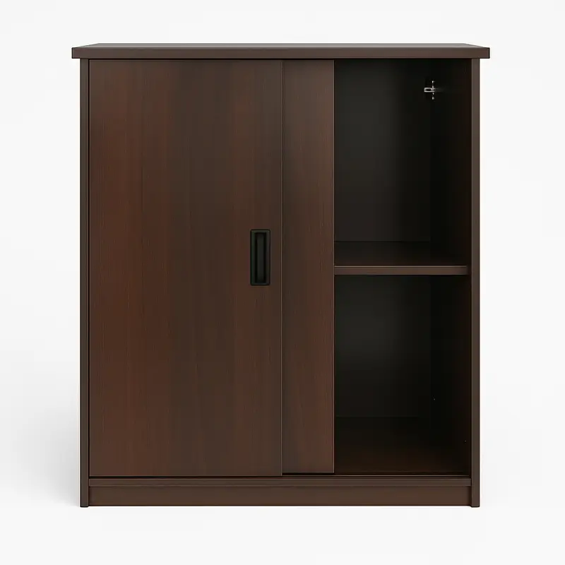 Dark Wood Sliding Door Cabinet 1