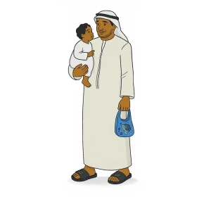 Father and Child Illustration Standee Sticker – Cultural Family Design