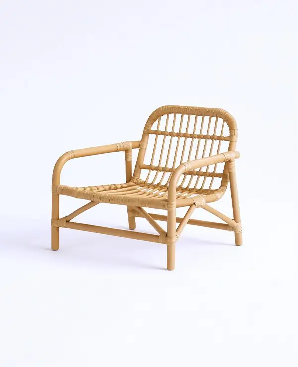 Handcrafted Rattan-Style Wooden Lounge Chair 2