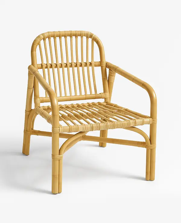 Handcrafted Rattan-Style Wooden Lounge Chair 3