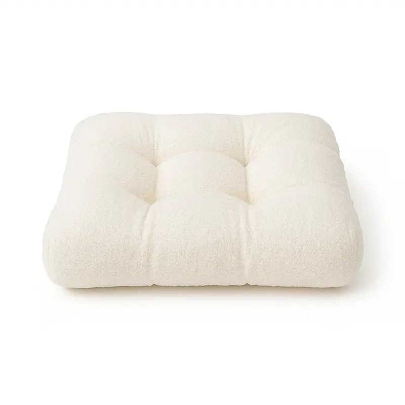 Plush Floor Cushion – Cream Bouclé