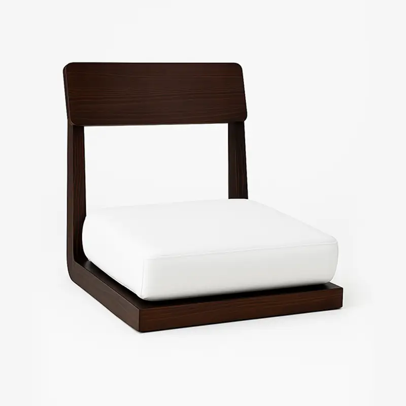 Traditional Floor Majlis Chair with Wooden Back – White Cushion