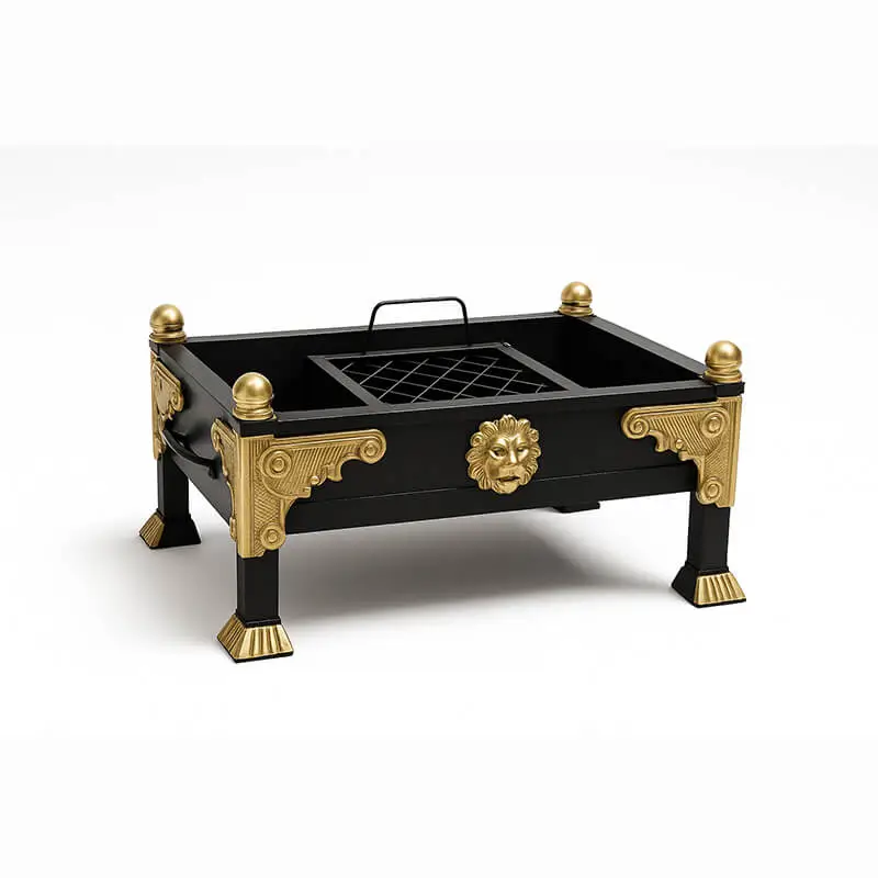 Royal Black & Gold Decorative Charcoal Grill Stand – Small 1