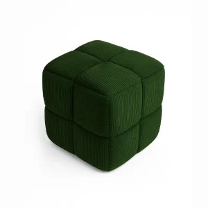 Green Quilted Cube Ottoman 1