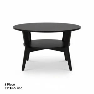 3-Piece Round Coffee Table Set – Modern Black Finish