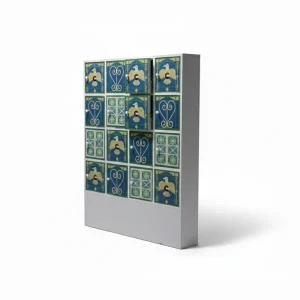Decorative Multi-Drawer Cabinet with Hand-Painted Tile Design